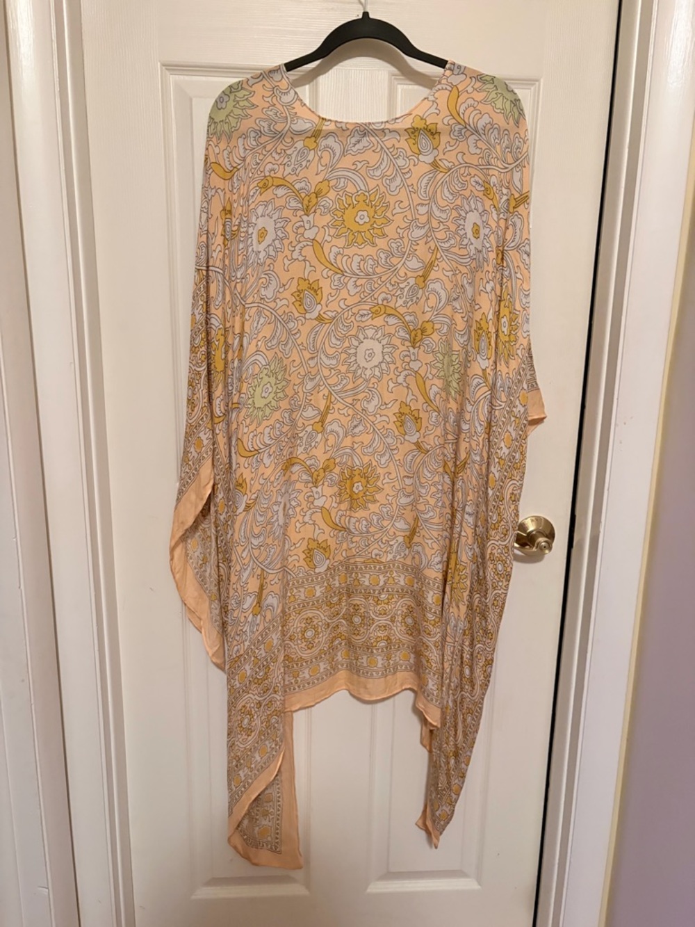Light Peach Floral Print Kaftan/Kimono